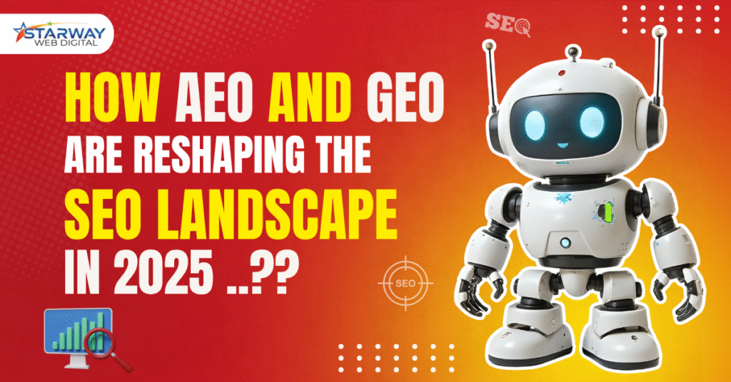 Illustration of a robot with SEO icons, representing how AEO and GEO are reshaping the SEO landscape in 2025