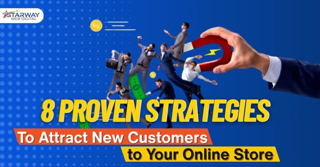 A large magnet representing proven strategies used to attract new customers to your online store, successfully pulling in people and revenue.